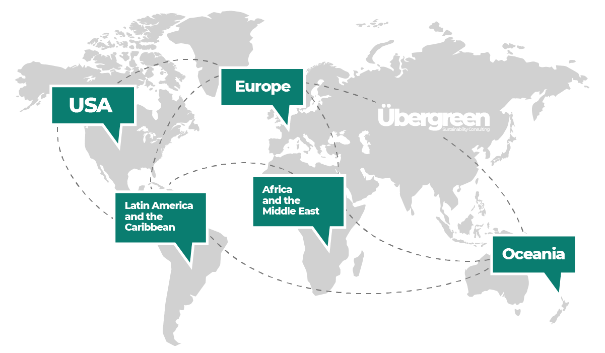 Übergreen Sustainability Consulting Country Experience Map